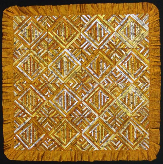 Bedcover (Cigar Ribbon Quilt), United States, 1880s. Creator: Unknown.