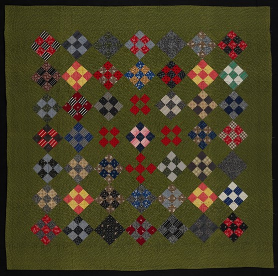 Bedcover ("Nine Patch" Quilt), United States, late 19th century. Creator: Unknown.