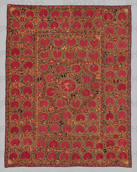 Suzani (large hanging or cover), Uzbekistan, 1840/1890. Creator: Unknown.