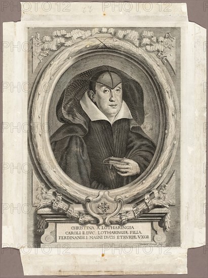 Christina of Lorraine, 1666; published 1761. Creator: Adriaen Haelwegh.