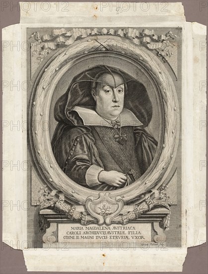 Maria Magdalena of Austria, 1666; published 1761. Creator: Adriaen Haelwegh.