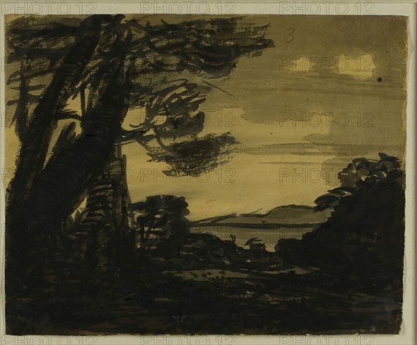 Goats on the Edge of a Lake, 1760s. Creator: Alexander Cozens.