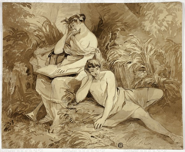 Muse and Poet, n.d. Creator: Alfred Chalon.