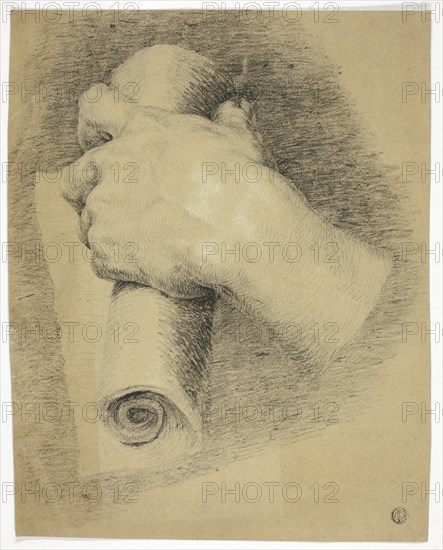 Hand Holding Roll of Papers, n.d. Creator: Charles Lucy.