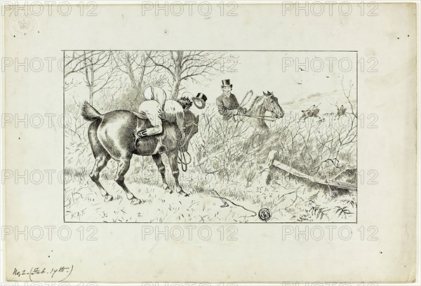 Hunting Scene: Horse and Thrown Rider, 1867/83. Creator: Francis Arthur Fraser.