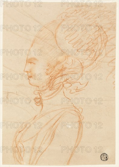 Half-Length Profile Portrait of a Woman Facing Left, n.d. Creator: George Romney.