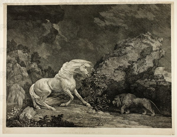 A Horse Affrighted by a Lion, September 25, 1777. Creator: George Stubbs.