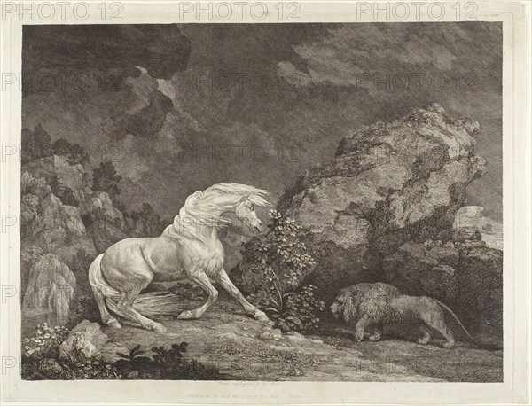 A Horse Frightened by a Lion, 1777. Creator: George Stubbs.