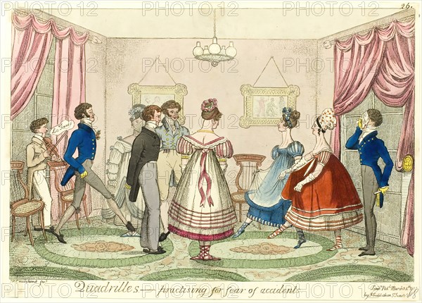 Quadrilles - Practising for Fear of Accidents, published March 24, 1817. Creator: Isaac Robert Cruikshank.