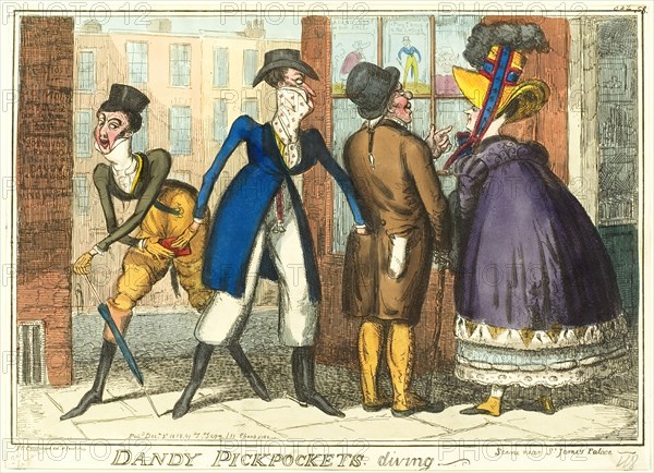 Dandy Pickpockets Diving, published December 2, 1818. Creator: Isaac Robert Cruikshank.