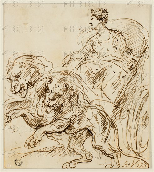 Cybele on Chariot Drawn by Lions, 1738. Creator: John Vanderbank.