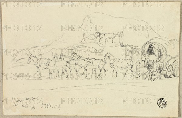 Wagon with Eight Horses Being Hitched, n.d. Creator: John Ward I.