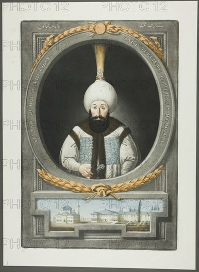Abdul Hamid Khan, from Portraits of the Emperors of Turkey, 1815. Creator: John Young.