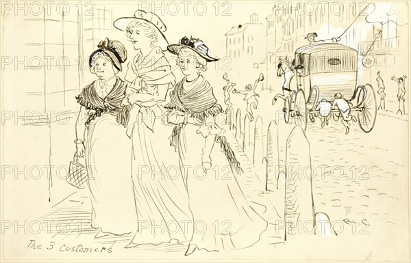 The Three Customers, n.d. Creator: Randolph Caldecott.