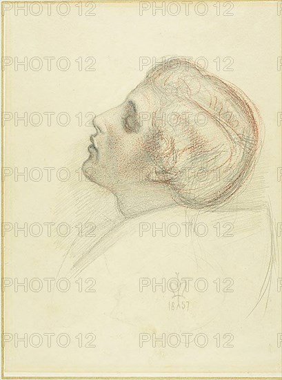Study for the Head of the Rescuing Lover in Escape of the Heretic, 1857. Creator: John Everett Millais.