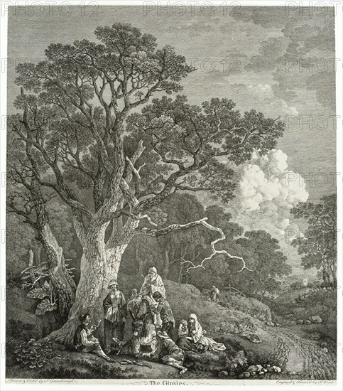 Wooded Landscape with Gypsies Gathered Round a Fire, 1753/54. Creator: Thomas Gainsborough.