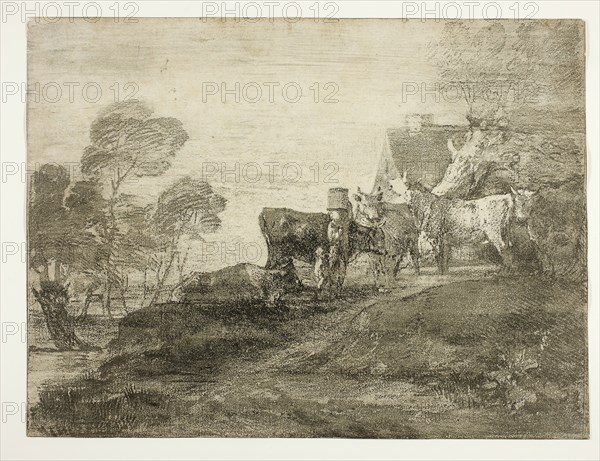 Landscape with Cattle by a Cottage, late 1770s. Creator: Thomas Gainsborough.