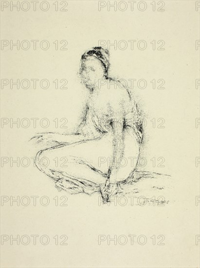 Model Seated on Floor, c. 1893. Creator: Thomas Robert Way.