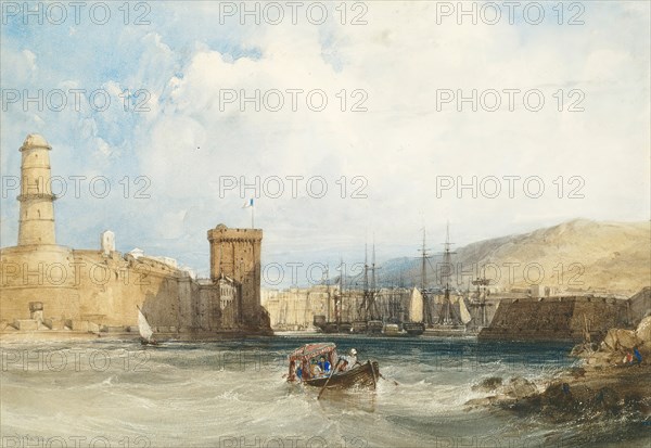 The Entrance to the Harbor of Marseilles, c. 1838. Creator: William Callow.