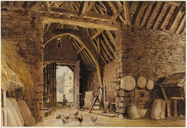 A Barn Interior, 1830/35. Creator: William Henry Hunt.