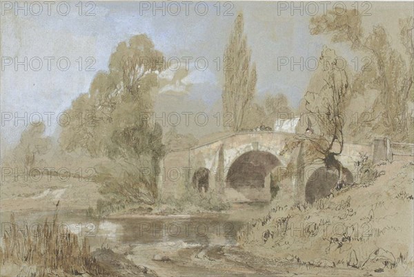 Gypsy Caravan on Bridge, c. 1840. Creator: William James Muller.