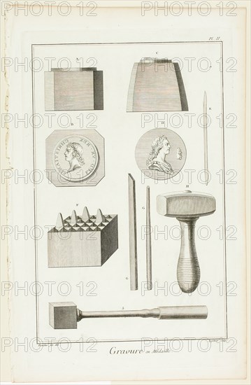 Medal Engraving, from Encyclopédie, 1762/77. Creator: A. J. Defehrt.