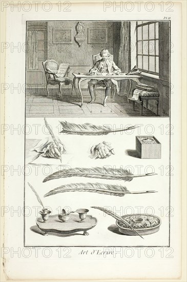 Art of Writing, from Encyclopédie, 1760. Creator: Benoit-Louis Prevost.