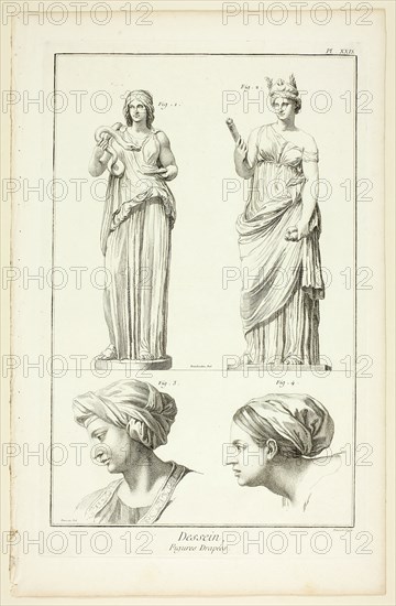 Design: Draped Figures, from Encyclopédie, 1762/77. Creator: Benoit-Louis Prevost.