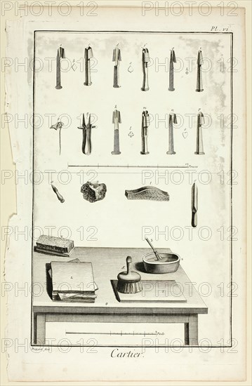 Card-Maker, from Encyclopédie, 1762/77. Creator: Benoit-Louis Prevost.