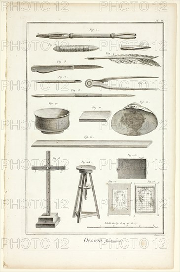 Design: Instruments, from Encyclopédie, 1762/77. Creator: Benoit-Louis Prevost.