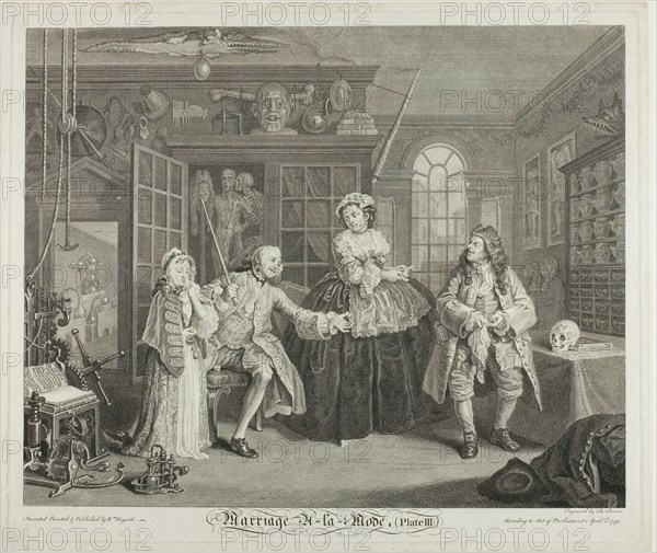 Plate Three, from Marriage à la Mode, 1746. Creator: Bernard Baron.