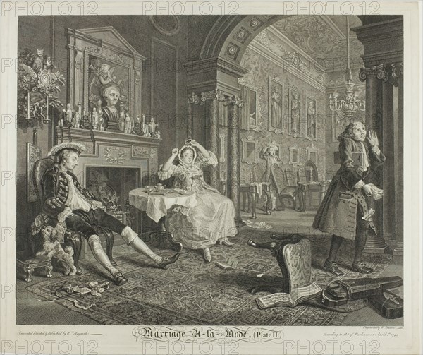 Plate Two, from Marriage à la Mode, 1745. Creator: Bernard Baron.