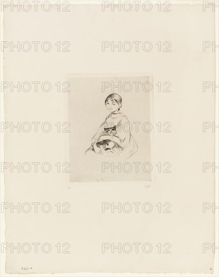 Young Girl with a Cat, 1889. Creator: Berthe Morisot.