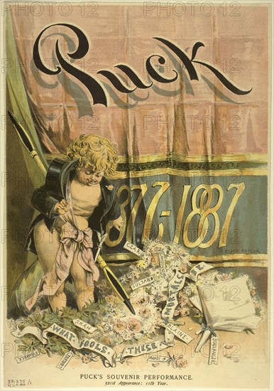 Puck's Souvenir Performance, from Puck, published March 2, 1887. Creator: Charles Jay Taylor.