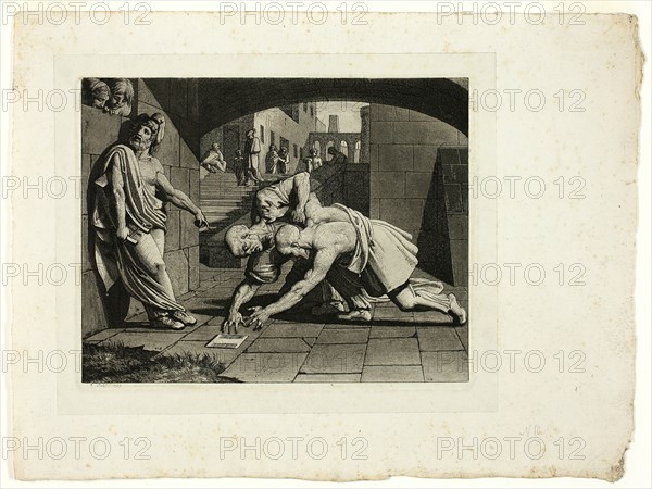 The Two Bald Men Fighting Over a Comb, 1809. Creator: Carl Russ.