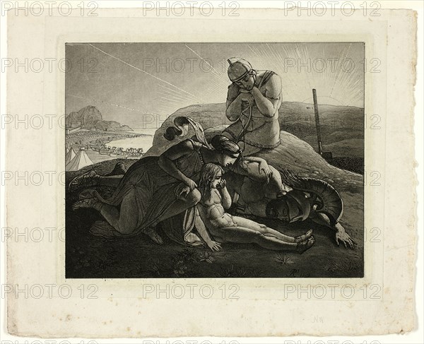 Tecmessa, Her Son and Teucer Lamenting the Dead Ajax, 1809. Creator: Carl Russ.