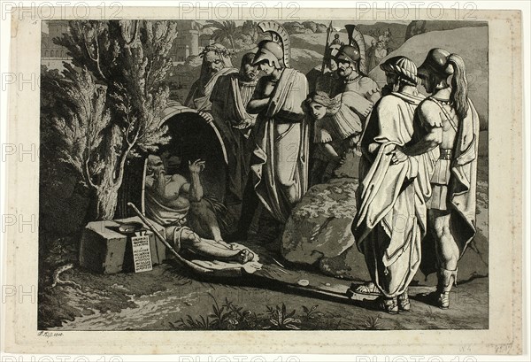 Diogenes in His Tub with Alexander and His Generals, 1810. Creator: Carl Russ.