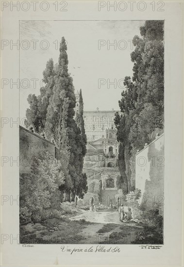 View of the Villa d'Este, 1817. Creator: Claude Thiénon.