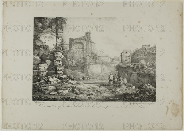View of the Temple of the Sun and Moon from the Coliseum in Rome, 1817. Creator: Claude Thiénon.