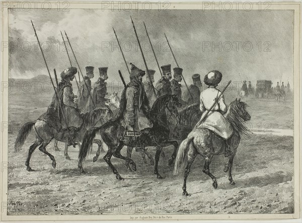 Cossack Escort to the Border of Kuban, Taman (Central Russia), October 11, 1837, 1838. Creator: Auguste Raffet.