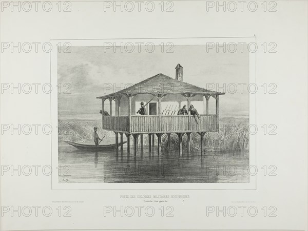 Hungarian Military Colony Post, Left Bank of the Danube River, 1838. Creator: Auguste Raffet.