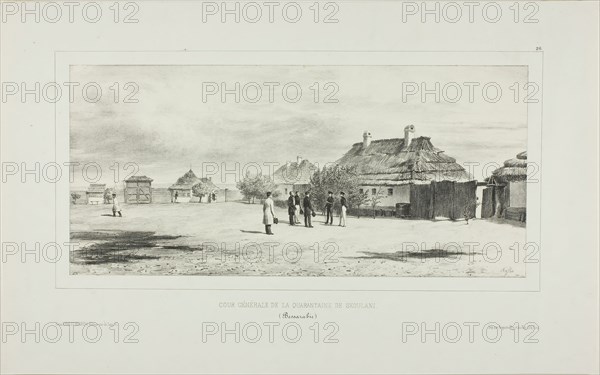 Courtyard of the Quarantine General, Skoulani, Bessarabia, 1839. Creator: Auguste Raffet.