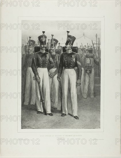 Non-Commissioned Officer and Soldiers of the Volhynie Regiment (Imperial Guard), Camp V..., 1842–44. Creator: Auguste Raffet.