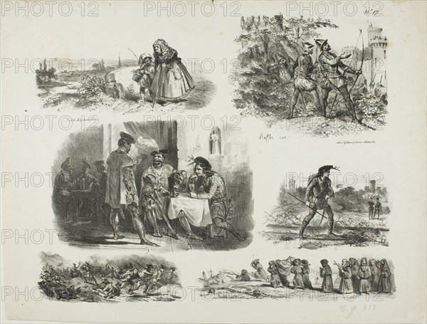 Sheet of Sketches, 1829. Creator: Auguste Raffet.