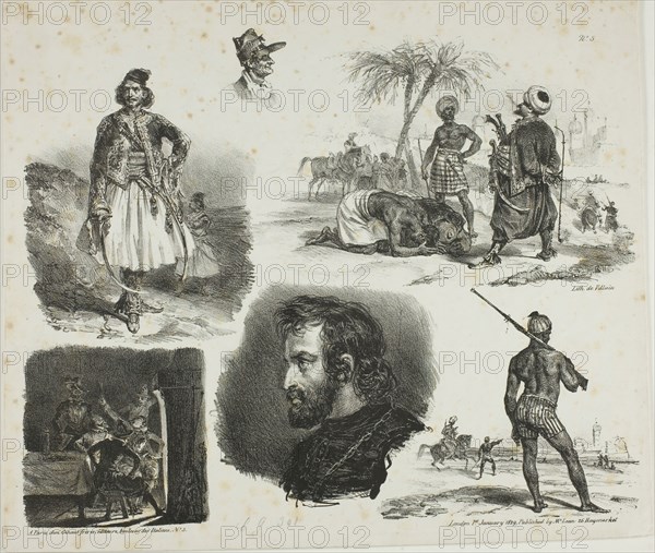 Sheet of Sketches, 1828. Creator: Auguste Raffet.