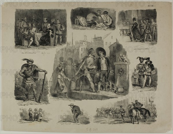 Sheet of Sketches, 1829. Creator: Auguste Raffet.