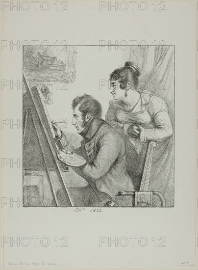 Baron Denon before his Easel, 1823. Creator: Vivant Denon.