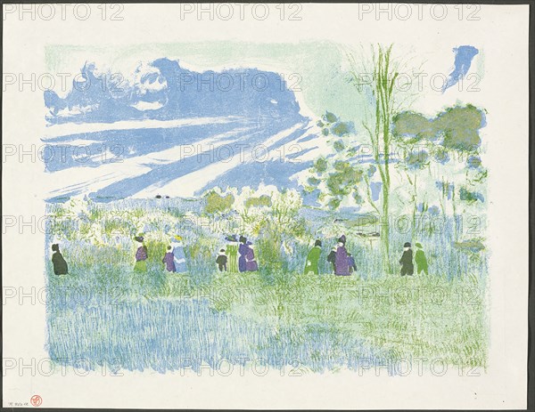 Across the Fields, plate three from Landscapes and Interiors, 1899. Creator: Edouard Vuillard.