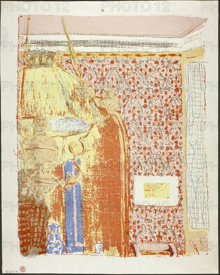 Interior with Pink Wallpaper II, plate six from Landscapes and Interiors, 1899. Creator: Edouard Vuillard.