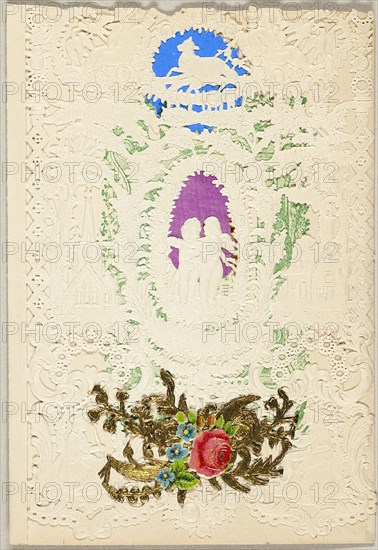 Untitled Valentine (Two Putti in a Wreath), 1850/59. Creator: Esther Howland.